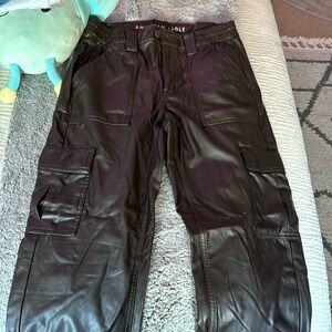 American eagle leather cargo pants size 8